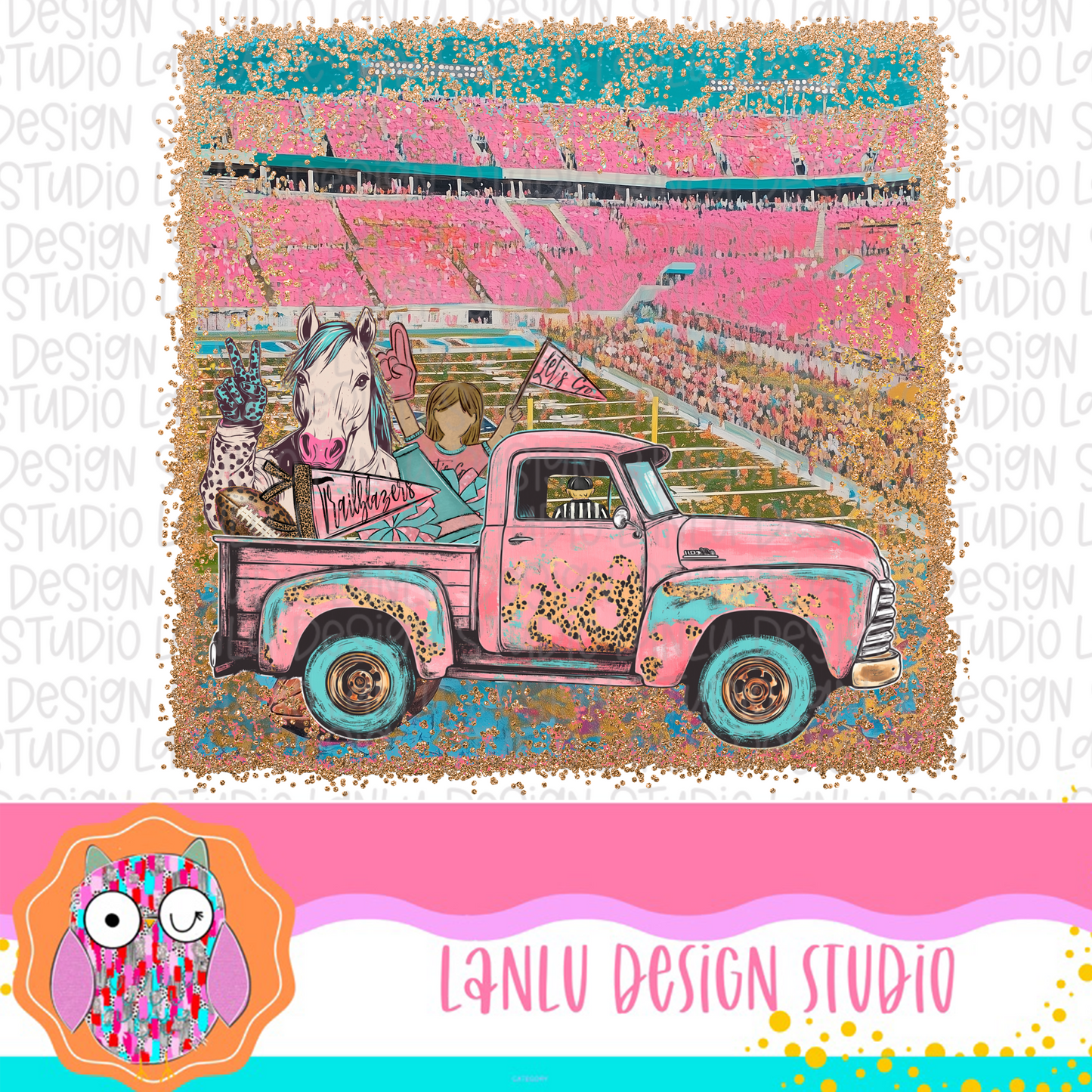 Preppy Tailgates & Touchdowns Stadium Mascot PNG