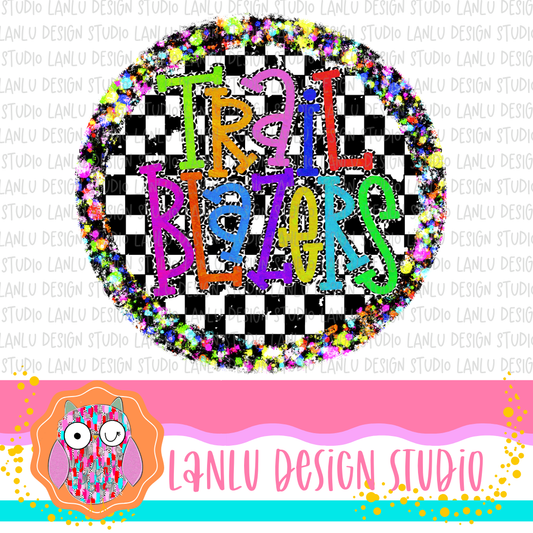 Preppy Brights Checkered Mascot PNG | Trail Blazers