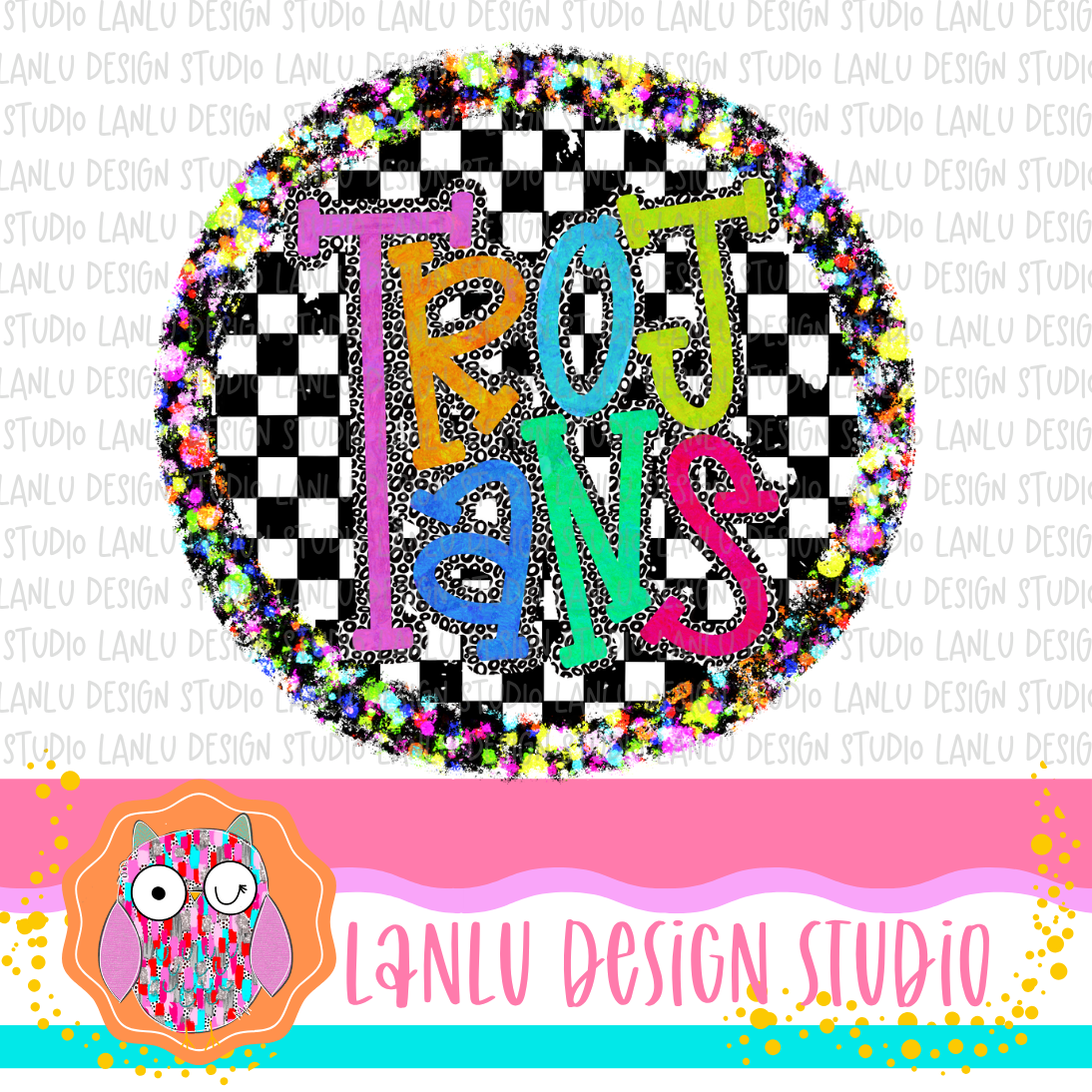 Preppy Brights Checkered Mascot PNG | TrojansI