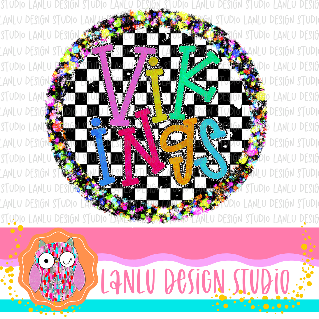 Preppy Brights Checkered Mascot PNG | Vikings I