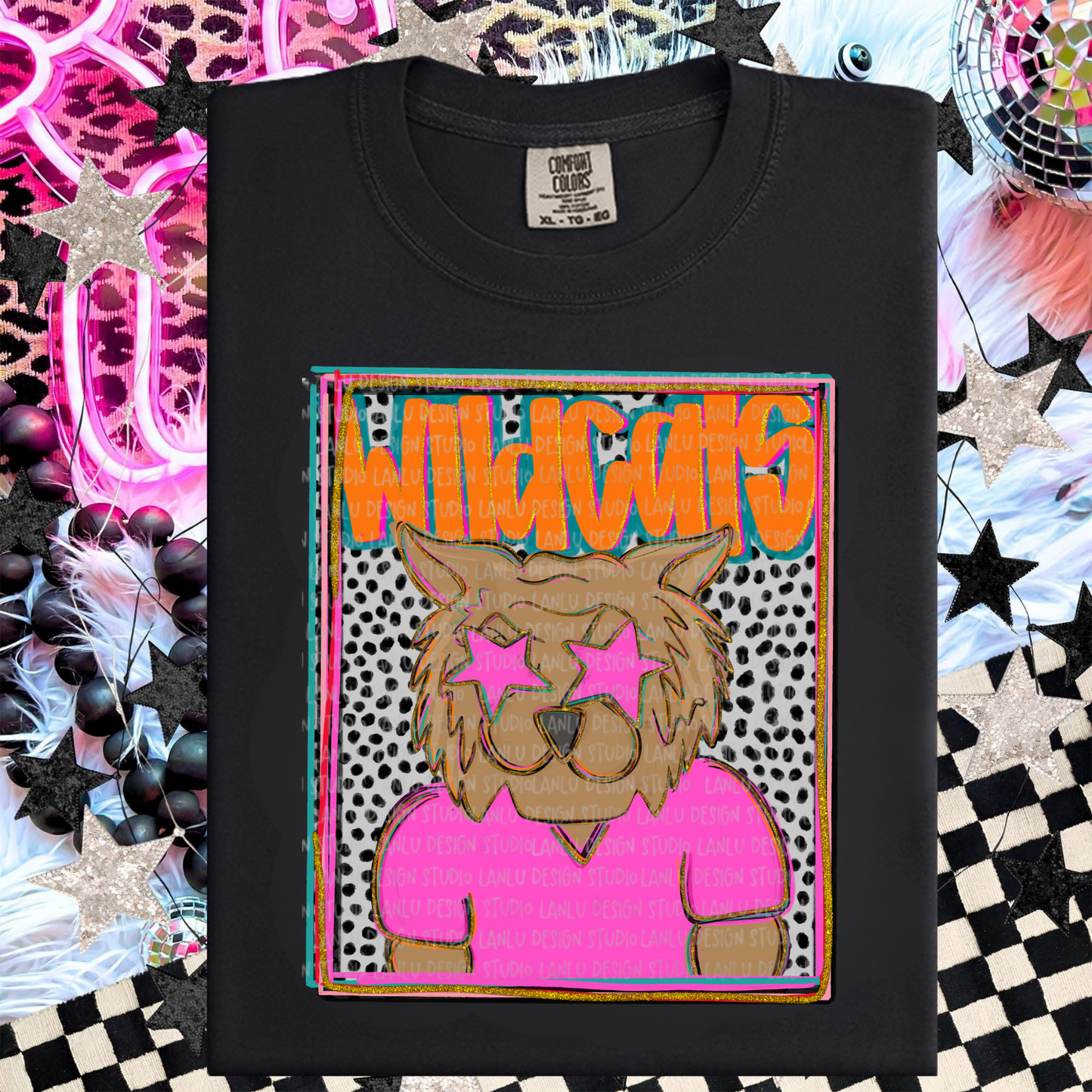 WILDCATS ORANGE PREPPY MASCOT PORTRAIT TEE | TEAM SPIRIT| GAME DAY