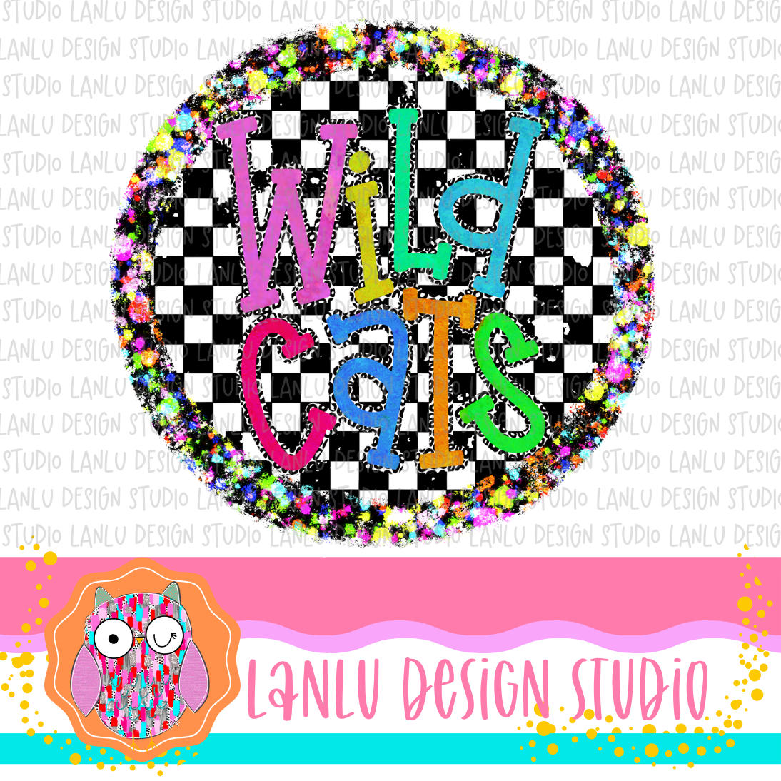 Preppy Brights Checkered Mascot PNG | WildcatsI