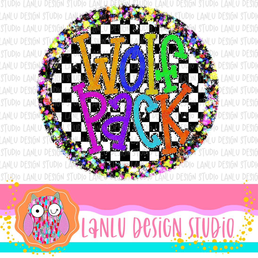 Preppy Brights Checkered Mascot PNG | Wolfpack