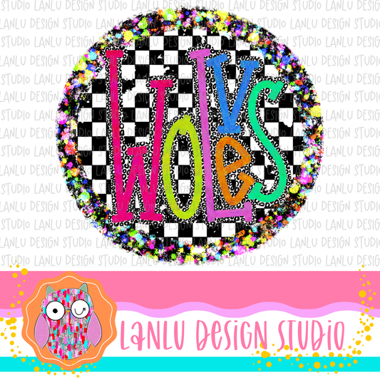 Preppy Brights Checkered Mascot PNG | Wolves