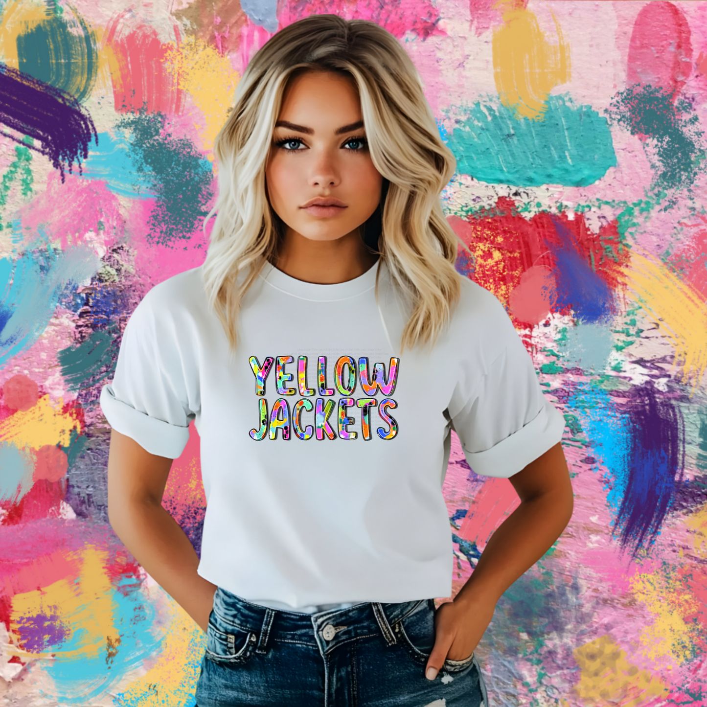 ABSTRACT PAINT MASCOT TEE | YELLOW JACKETS