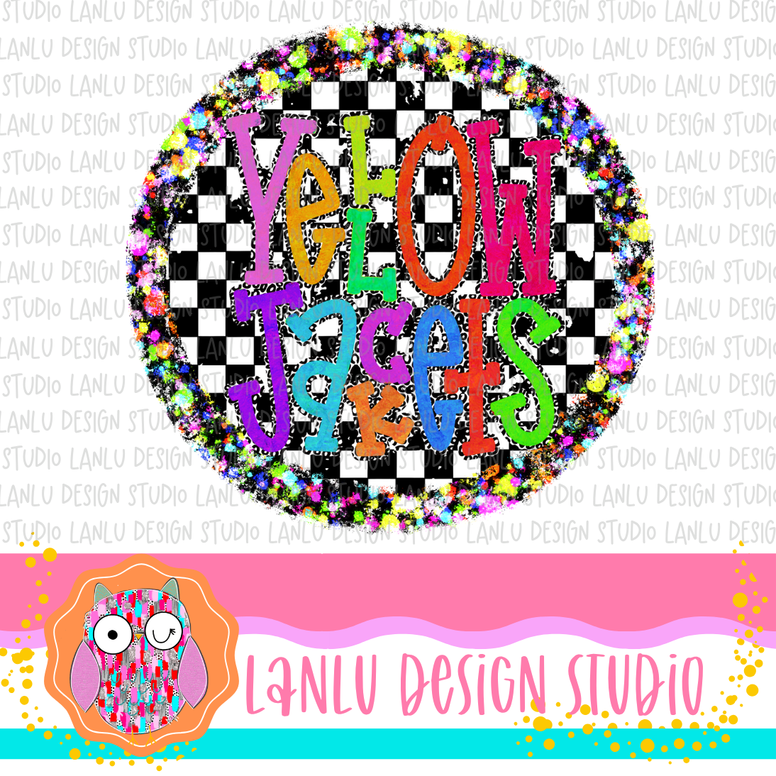 Preppy Brights Checkered Mascot PNG | Yellow JacketsI